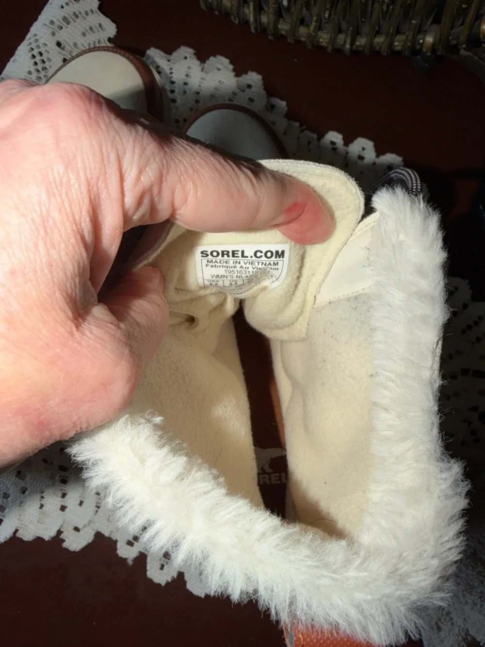 Sorel Cream and Brown Faux-Fur Lace-Up Winter Boots